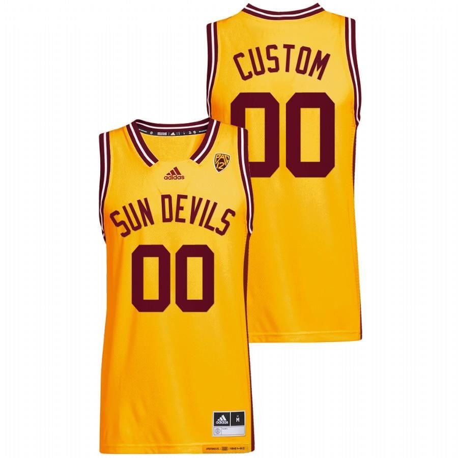 Arizona State Sun Devils 2022 Reverse Retro College Elite Basketball Men Custom Jersey - Gold