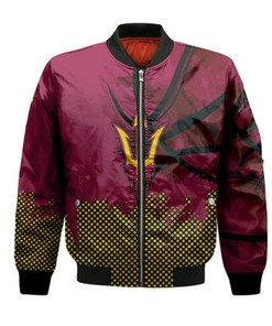 Arizona State Sun Devils Bomber Jacket Basketball Net Grunge Pattern- NCAA