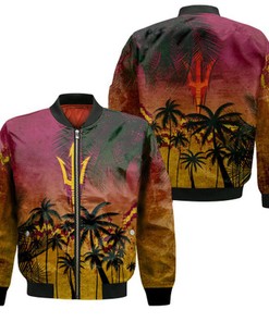 Arizona State Sun Devils Bomber Jacket Coconut Tree Tropical Grunge - NCAA