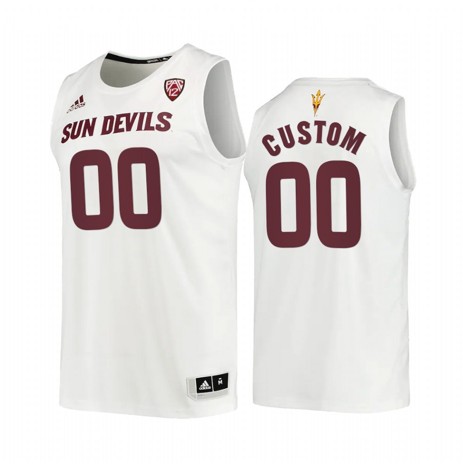 Arizona State Sun Devils Custom 00 Jersey 2022-23 College Basketball White Uniform
