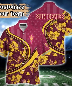 Arizona State Sun Devils NCAA US Flag Flower Hawaii Shirt For Fans