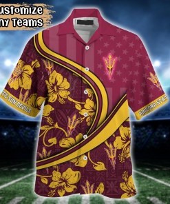 Arizona State Sun Devils NCAA US Flag Flower Hawaii Shirt For Fans