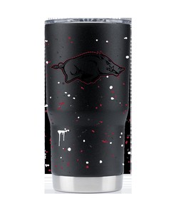 Arkansas Black Paint Splatter Tumbler - Unique Black Tumbler with Paint Splatter Design for Arkansas Fans