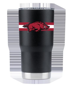 Arkansas Black Striped Tumbler - Classic Black Tumbler with Striped Design for Arkansas Enthusiasts