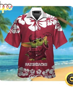 Arkansas Razorbacks Baby Yoda Summer Button Up Shirt for Men Hawaiian Shirt Football