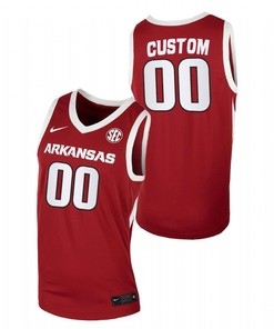 Arkansas Razorbacks Cardinal College Basketball Away Men Custom Jersey - Red