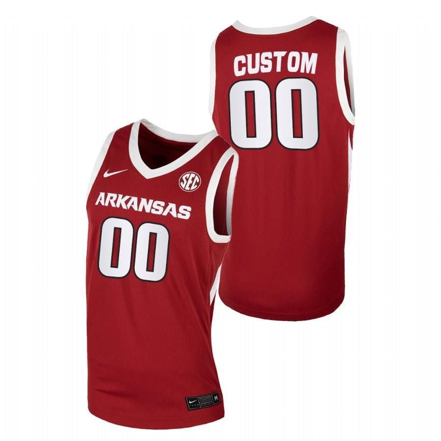 Arkansas Razorbacks Cardinal College Basketball Away Men Custom Jersey - Red