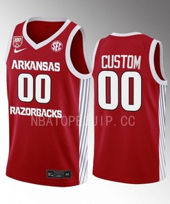 Arkansas Razorbacks Custom 00 Jersey 2022-23 College Basketball Red 100 Season Uniform