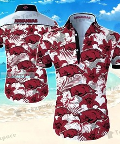 Arkansas Razorbacks Logo Flower Pattern Hawaiian Shirt