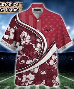 Arkansas Razorbacks NCAA US Flag Flower Hawaii Shirt For Fans