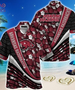 Arkansas Razorbacks Summer Hawaiian Shirt, With Tropical Flower Pattern for Fans