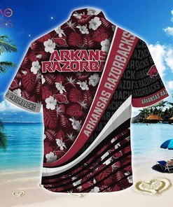 Arkansas Razorbacks Summer Hawaiian Shirt, With Tropical Flower Pattern for Fans