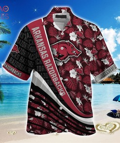 Arkansas Razorbacks Summer Hawaiian Shirt, With Tropical Flower Pattern for Fans