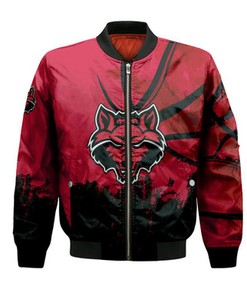 Arkansas State Red Wolves Bomber Jacket Basketball Net Grunge Pattern- NCAA