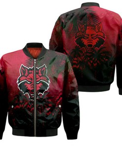 Arkansas State Red Wolves Bomber Jacket Coconut Tree Tropical Grunge - NCAA