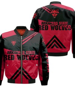 Arkansas State Red Wolves Football Bomber Jacket  - Stripes Cross Shoulders - NCAA