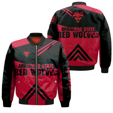 Arkansas State Red Wolves Football Bomber Jacket - Stripes Cross Shoulders - NCAA