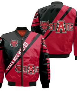 Arkansas State Red Wolves Logo Bomber Jacket Cross Style - NCAA