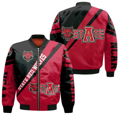 Arkansas State Red Wolves Logo Bomber Jacket Cross Style - NCAA