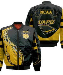 Arkansas-Pine Bluff Golden Lions Bomber Jacket  - Fire Football - NCAA