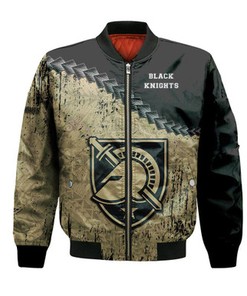 Army Black Knights Bomber Jacket Grunge Polynesian Tattoo- NCAA