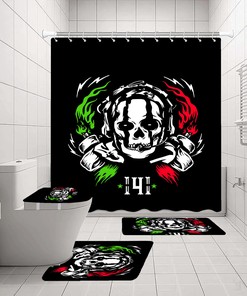 Art Skull Shower Curtain - Gothic and Chic Bathroom Decor with Black and White Design