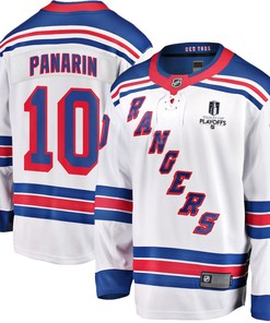 Artemi Panarin 10 New York Rangers Stanley Cup 2023 Playoffs Patch Away Breakaway Men Jersey - White