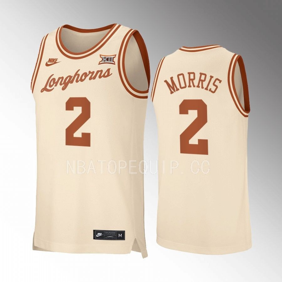 Arterio Morris 2 Texas Longhorns Uniform Jersey 2022-23 Retro Basketball Cream