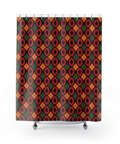 Artistic Abstract Black History Month Shower Curtain with Ethnic Geometric Prints for Bathroom Decor