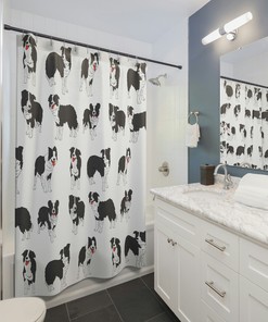 Artistic Border Collie Dog Printed Shower Curtain for Dog Lovers