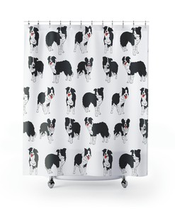 Artistic Border Collie Dog Printed Shower Curtain for Dog Lovers