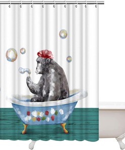 Artistic Print Animal Gorilla Shower Curtain for Kids Children Nursery Bath
