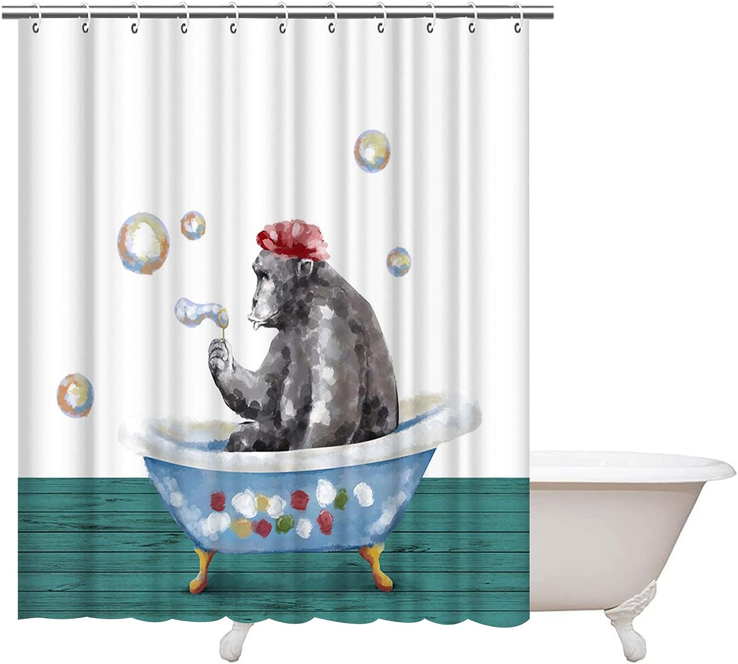 Artistic Print Animal Gorilla Shower Curtain for Kids Children Nursery Bath