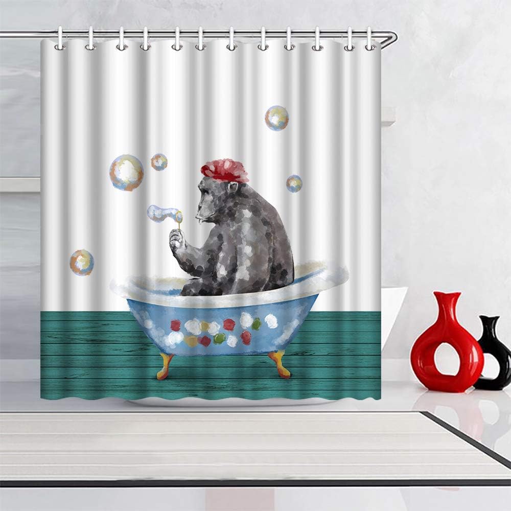 Artistic Print Animal Gorilla Shower Curtain for Kids Children Nursery Bath