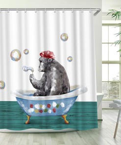 Artistic Print Animal Gorilla Shower Curtain for Kids Children Nursery Bath