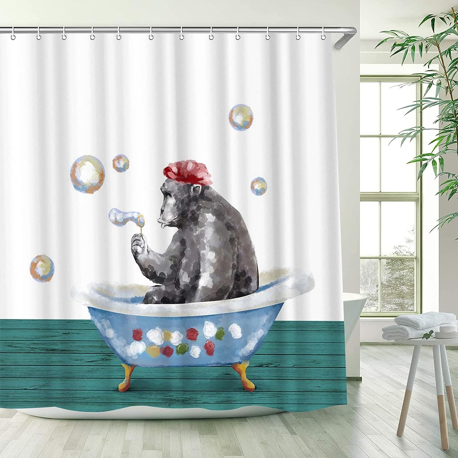 Artistic Print Animal Gorilla Shower Curtain for Kids Children Nursery Bath
