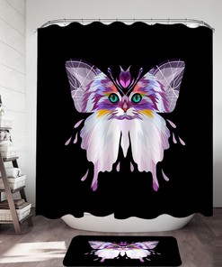 Artistic Purplish Wild Cat Butterfly Shower Curtain for your Bathroom