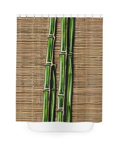 Asian Fresh Green Plants Print Shower Curtain with Bamboo Theme - Perfect for Balcony View