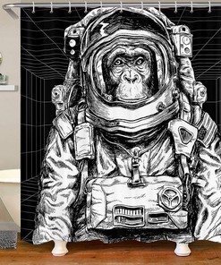 Astronaut Riding A Whale Shower Curtain - Outer Space Bathroom Decor