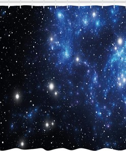Astronomy Constellation Space Theme Shower Curtain, Cloth Bathroom Decor