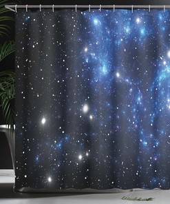 Astronomy Constellation Space Theme Shower Curtain, Cloth Bathroom Decor