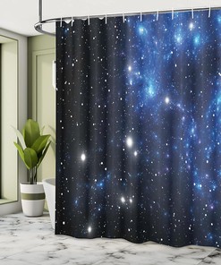 Astronomy Constellation Space Theme Shower Curtain, Cloth Bathroom Decor