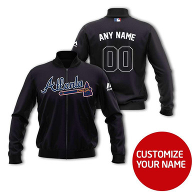 Atlanta Braves #00 Personalized Black Jersey Style Gift With Custom Number Name For Braves Fans Bomber Jacket 1