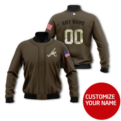Atlanta Braves #00 Personalized Brown Jersey Style Gift With Custom Number Name For Braves Fans Bomber Jacket