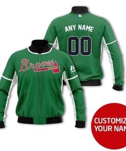 Atlanta Braves #00 Personalized Green Jersey Style Gift With Custom Number Name For Braves Fans Bomber Jacket