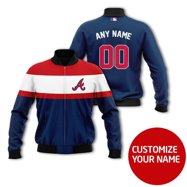 Atlanta Braves #00 Personalized Navy Jersey Style Gift With Custom Number Name For Braves Fans Bomber Jacket