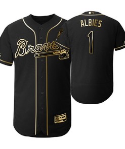 Atlanta Braves #1 Ozzie Albies Mlb 2019 Golden Brandedition Black Jersey Gift For Braves Fans