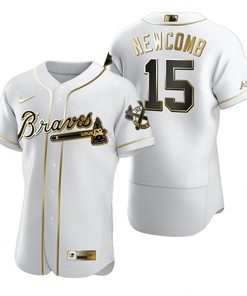 Atlanta Braves #15 Sean Newcomb Mlb Golden Brandedition White Jersey Gift For Braves Fans