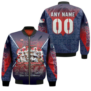 Atlanta Braves 150th Anniversary 1871 2021 Thank You For The Memories Gift With Custom Name Number Bomber Jacket