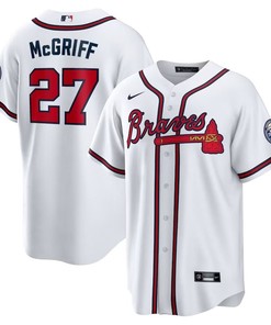 Atlanta Braves #27 Fred Mcgriff 2023 Hall Of Fame Patch Inline Replica Jersey - White